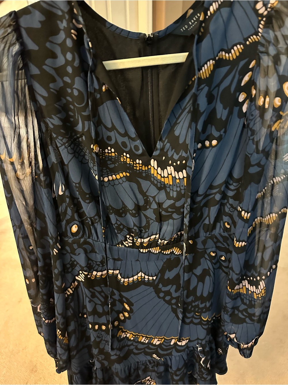 Ted Baker London Navy, Black & Gold Printed V-Neck Tunic